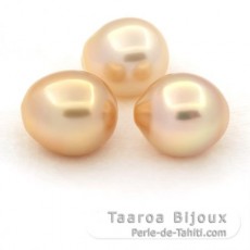 Lote de 3 Perlas de Australia Semi-Barrocas C de 12 a 12.4 mm