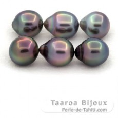 Lote de 6 Perlas de Tahiti Semi-Barrocas B de 9.6 a 9.8 mm