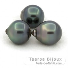 Lote de 3 Perlas de Tahiti Anilladas C de 12.8 a 12.9 mm