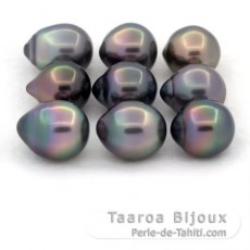 Lote de 9 Perlas de Tahiti Semi-Barrocas BC de 10 a 10.3 mm