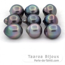 Lote de 9 Perlas de Tahiti Semi-Barrocas B de 10.1 a 10.4 mm