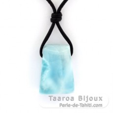 Collar de Cuero y 1 Larimar - 25 x 18 x 10 mm - 9.3 gr