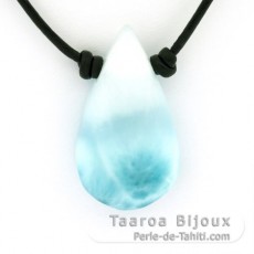 Collar de Cuero y 1 Larimar - 34 x 19 x 8 mm - 7.9 gr