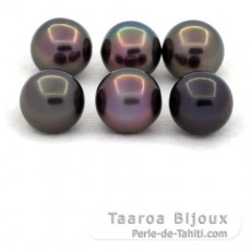 Lote de 6 Perlas de Tahiti Redondas y Semi-Redondas C de 9.1 a 9.4 mm