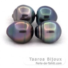 Lote de 4 Perlas de Tahiti Anilladas B/C de 11.1 a 11.2 mm