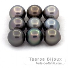 Lote de 9 Perlas de Tahiti Redondas y Semi-Redondas C de 8.6 a 8.9 mm