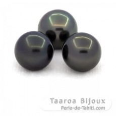 Lote de 3 Perlas de Tahiti Redondas C de 10 a 10.4 mm