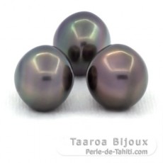 Lote de 3 Perlas de Tahiti Semi-Barrocas C de 13.7 a 13.9 m