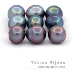 Lote de 9 Perlas de Tahiti Semi-Barrocas C de 9.1 a 9.4 mm