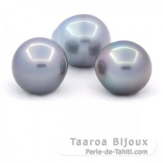 Lote de 3 Perlas de Tahiti Semi-Barrocas C de 13.6 a 13.8 mm