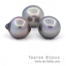 Lote de 3 Perlas de Tahiti Semi-Barrocas B/C de 13.5 a 13.7 mm