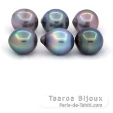 Lote de 6 Perlas de Tahiti Semi-Barrocas C de 10 a 10.4 mm