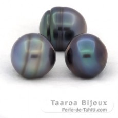 Lote de 3 Perlas de Tahiti Anilladas C de 12.2 a 12.4 mm