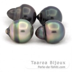 Lote de 4 Perlas de Tahiti Anilladas B/C de 10.5 a 10.8 mm