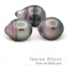 Lote de 3 Perlas de Tahiti Anilladas B de 11.5 a 11.9 mm