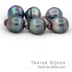 Lote de 6 Perlas de Tahiti Anilladas B/C de 12 a 12.4 mm