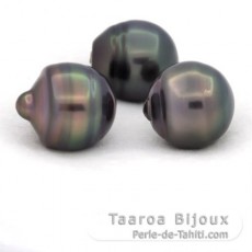Lote de 3 Perlas de Tahiti Anilladas C de 12 a 12.4 mm