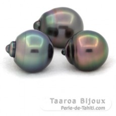 Lote de 3 Perlas de Tahiti Anilladas B de 11.5 a 11.9 mm