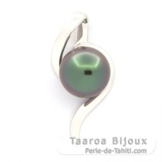 Colgante de Plata y 1 Perla de Tahiti Semi-Redonda B 9.1 mm