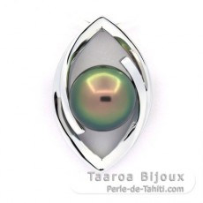 Colgante de Plata y 1 Perla de Tahiti Redonda C 8.8 mm