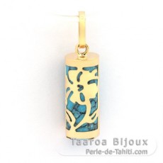 Colgante de Oro 18K y Turchese - 12 mm - Hibiscus
