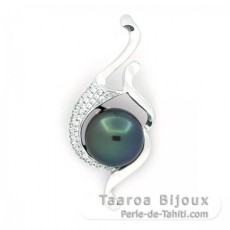 Colgante de Plata y 1 Perla de Tahiti Semi-Redonda B 10.2 mm