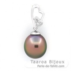 Colgante de Plata y 1 Perla de Tahiti Semi-Barroca B 10.6 mm