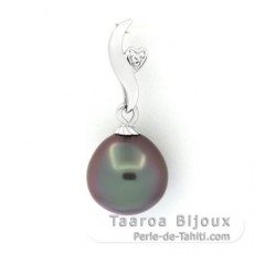 Colgante de Plata y 1 Perla de Tahiti Semi-Barroca B 10 mm