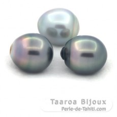 Lote de 3 Perlas de Tahiti Semi-Barrocas C de 12 a 12.1 mm