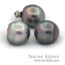 Lote de 3 Perlas de Tahiti Anilladas C de 13.1 a 13.3 mm