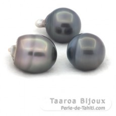 Lote de 3 Perlas de Tahiti Anilladas C de 13 a 13.3 mm