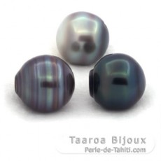 Lote de 3 Perlas de Tahiti Anilladas C 13 mm