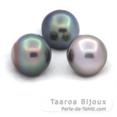 Lote de 3 Perlas de Tahiti Semi-Barrocas C de 12.6 a 12.7 mm