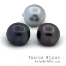 Lote de 3 Perlas de Tahiti Semi-Barrocas C de 12.1 a 12.3 mm