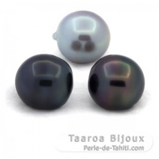 Lote de 3 Perlas de Tahiti Semi-Barrocas C de 12.1 a 12.3 mm