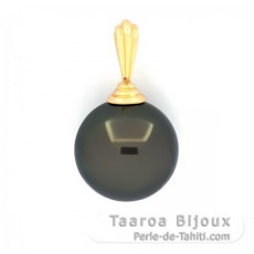 Colgante de Oro 18Kl y 1 Perla de Tahiti Redonda B 12.5 mm