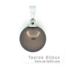 Colgante de Oro blanco 18Kl y 1 Perla de Tahiti Redonda B 11.2 mm