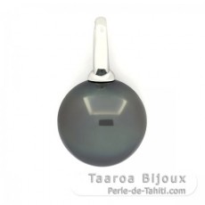 Colgante de Oro blanco 18Kl y 1 Perla de Tahiti Redonda B 14.1 mm