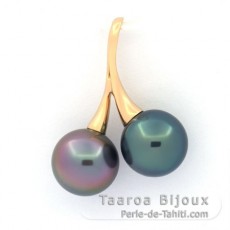 Colgante de Oro 18Kl y 2 Perlas de Tahiti Redondas 1 A 8.8 mm y 1 B+ 8.7 mm