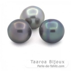 Lote de 3 Perlas de Tahiti Semi-Barrocas B 10.8 mm