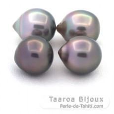 Lote de 4 Perlas de Tahiti Semi-Barrocas B de 10 a 10.1 mm