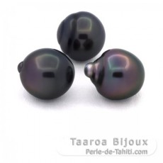 Lote de 3 Perlas de Tahiti Semi-Barrocas B de 10.7 a 10.8 mm