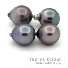 Lote de 4 Perlas de Tahiti Semi-Barrocas B de 10.5 a 10.9 mm