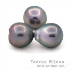 Lote de 3 Perlas de Tahiti Semi-Barrocas B de 11 a 11.1 mm