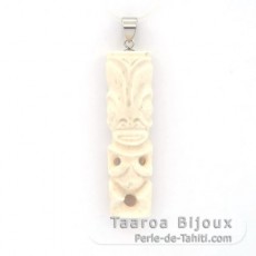 Colgante Tiki de Hueso y Plata