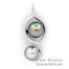 Colgante de Plata y 2 Perlas de Tahiti Semi-Barrocas C 9.2 y 10 mm