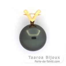 Colgante de Oro 18Kl y 1 Perla de Tahiti Redonda B 10.7 mm