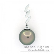 Colgante de Plata y 1 Perla de Tahiti Redonda C 9.9 mm