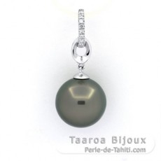 Colgante de Plata y 1 Perla de Tahiti Redonda C 11.7 mm