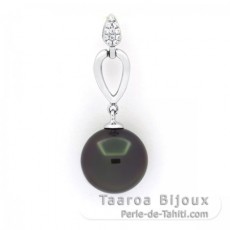 Colgante de Plata y 1 Perla de Tahiti Redonda C 11.4 mm